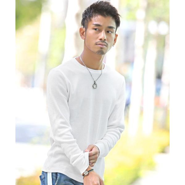 tシャツ ワッフルクルーネック長袖Tシャツ メンズ レディース