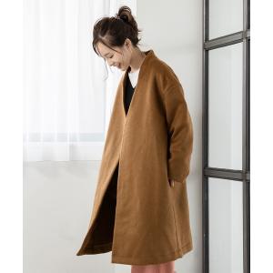 ウールブレンドノーカラーコート