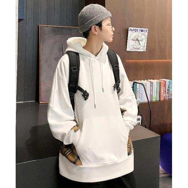 パーカー 「neos -addictive design-」ルーズシルエット 裏起毛 チェック ドロ...