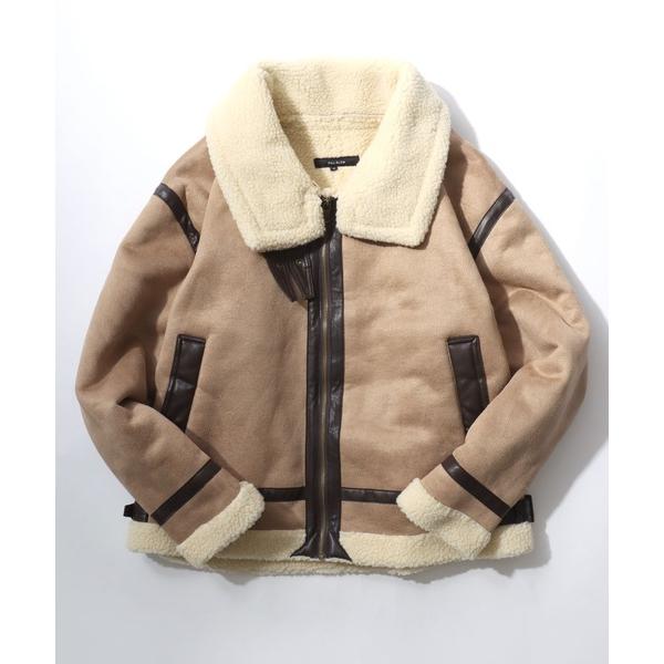 ムートンジャケット ムートンコート ユニセックス オーバーサイズ フェイクムートンコート B-3/韓...