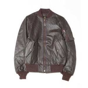 H460*DROMe ドローム☆ノーカラー☆レザージャケット☆茶ブラウン☆M メンズ 本革 ボンバーレザージャケット パイロット コート 革