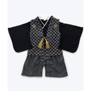 着物 キッズ 男の子袴ロンパース2点セット