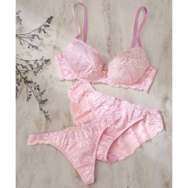ブラジャー ショーツセット 「レーシータイプ」ぷるるん谷間のノンワイヤーブラ＆ショーツ＆Tバック３点...