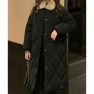 ダウンコート ダウンジャケット エコファー襟付きキルティングコート レディース