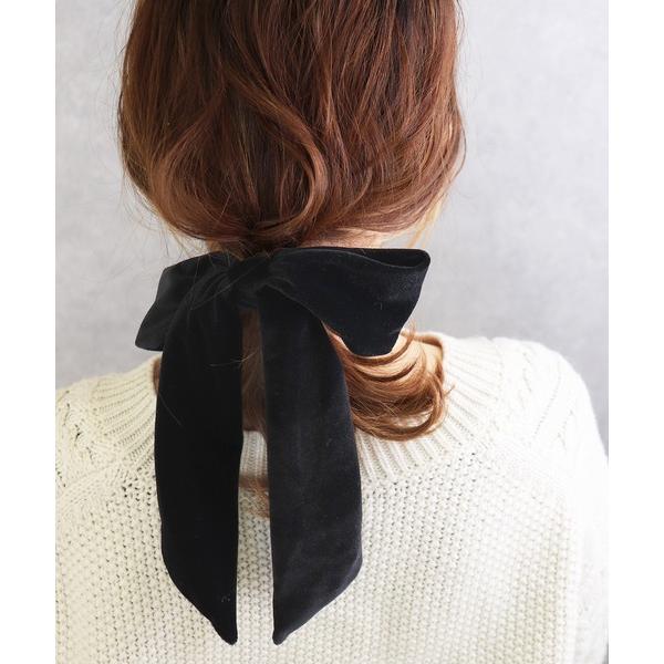 ヘアゴム 上品な光沢感。ベロアリボンボリュームヘアゴム
