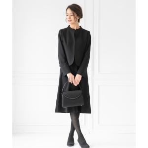 セットアップ 「喪服・礼服」スタンドカラージャケット＆セミフレアワンピース/ブラックフォーマルスーツ「大きいサイズあり」 レディース