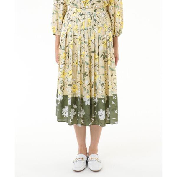 スカート フラワープリントプリーツスカート