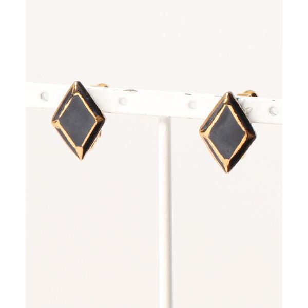 イヤリング 「irodori」金彩jewel cut earring（hishigata   黒） ...