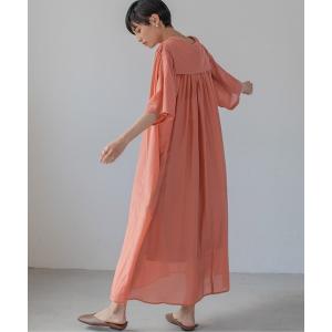 ワンピース 【Audrey and John Wad】コットンシルクセーラーカラーAラインロングワンピース