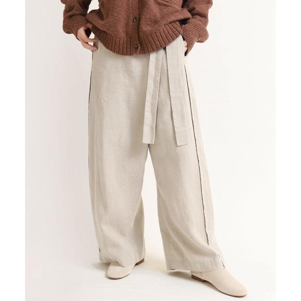 スラックス パンツ R3804 リネンキャンバスラップパンツ レディース