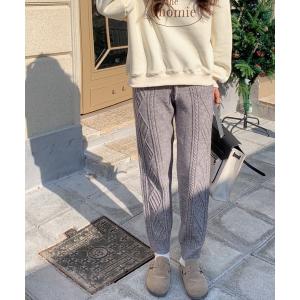 パンツ ケーブルニットパンツ