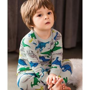パジャマ キッズ 長袖総柄プリントコットンルームウェアパジャマ 上下2点セット キッズ 子供 男の子 女の子