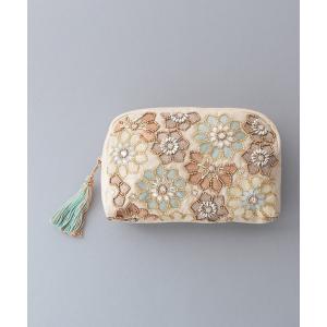 ポーチ 「GIFT」-artipur COTTAGE-ゴールドビーズ刺繍スクエアポーチ レディース メンズ