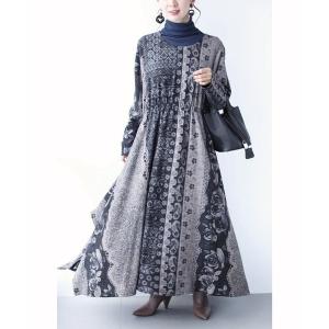 柔らかい 揺れる花紐ベルトのニットベストロングワンピース 高級感