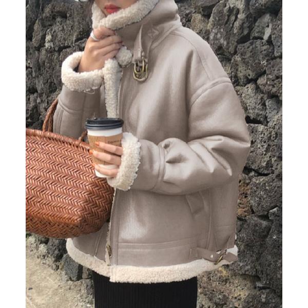 ムートンコート ボアコート ボアブルゾンジャケット レディース