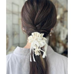 m.soeur（エムスール） ヘアクリップ スズランと葉っぱレースの