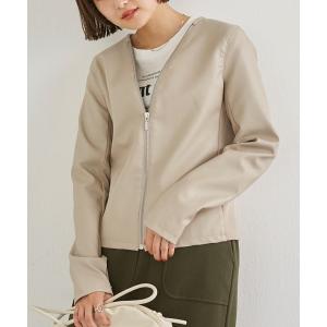 ジャケット ライダースジャケット Vネックフェイクレザーライダース