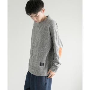 ニット モックネックエルボーパッチ ニットセーター