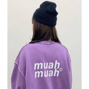 スウェット 『muah muah/ムーアムーア』SIGNATURE LOGO LINE NAPPING MTM/韓国ブランド シグネチャー ブランドロ