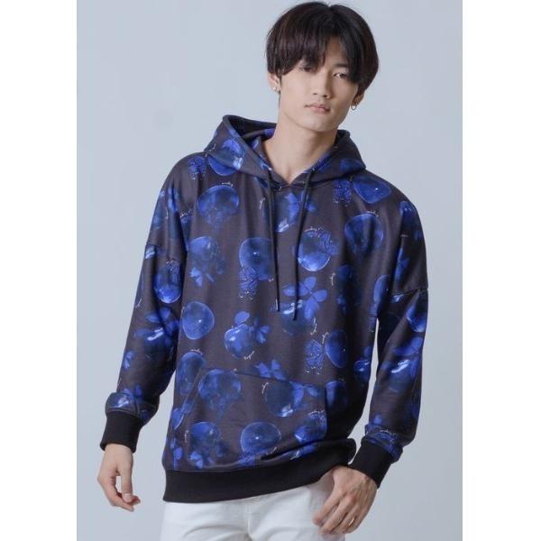 パーカー REGIEVO セクシーな大人の色気のあるパーカー フーディー　バタフライプリント メンズ...