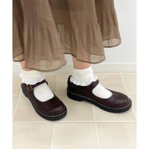 シューズ フェイクレザーラウンドトゥシューズ