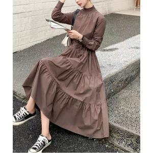 ワンピース 【WEB限定】シャーリング衿ティアードロングワンピース