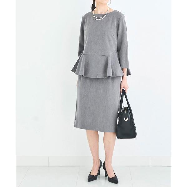セレモニースーツ セットアップ 卒業式 「手洗い可/オフィスカジュアル」ペプラムトップス・タイトスカ...