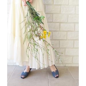 パンプス 本革ステッチVカットオープントゥウエッジパンプス