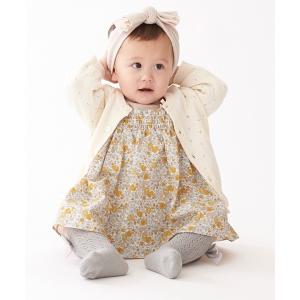 ベビー服 花柄キャミワンピースドッキングロンパース