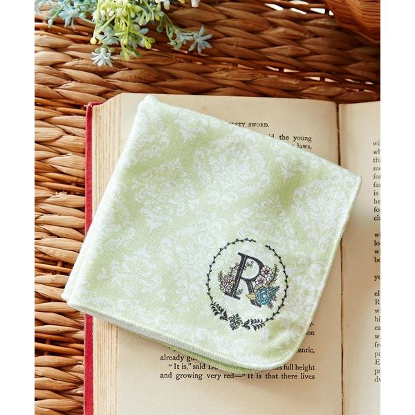 ハンカチ 「欧州航路」ダマスク柄イニシャルタオルハンカチ レディース