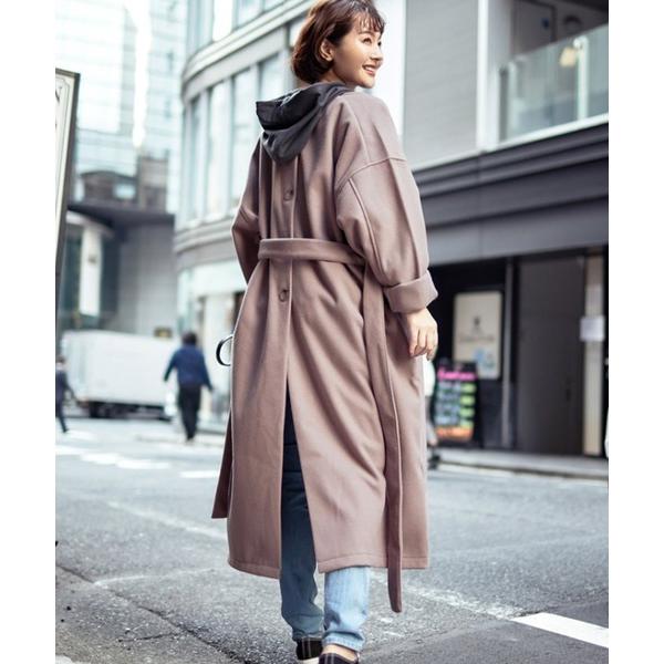 コート チェスターコート バックボタンスリットノーカラーコート レディース