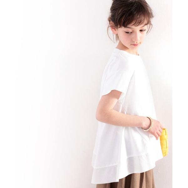 tシャツ 「キッズ」裾ふわり、大人レディ。裾フレア切替えカットソー キッズ 子供服 女の子
