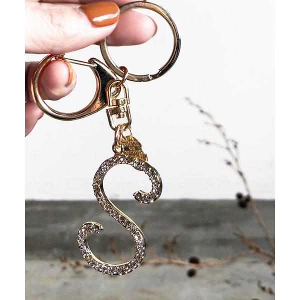 キーホルダー FT:CARRY CHARM キャリーチャーム / ラインストーンイニシャルキーリング