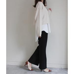 パンツ センタープレス フレアパンツ レディース