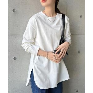 tシャツ Tシャツ USAコットン長袖オーバーサイズ裾ラウンドTシャツ