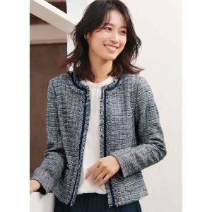 スーツ ジャケット ＩＥＤＩＴ　端正な印象の大人ツイードジャケット「ネイビー」