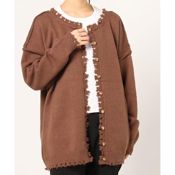 カーディガン Per sist ence/パーシエンス　ローゲージニット ダメージ2WAYカーディガ...