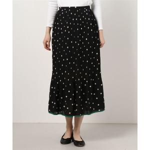 スカート パイピングヘムドットプリーツスカート レディース