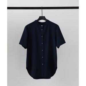 シャツ ブラウス ベーシックスタンドカラー バンドカラー 半袖シャツ