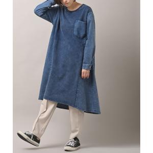 ワンピース 異素材切り替えカットデニムワンピース