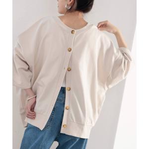 カーディガン 前後で表情が変わる。USAコットン裏毛２WAY7分袖カーディガン