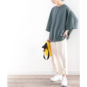 トレーナー スウェット 「JaVaジャバ コラボ」ゆったり、ビッグシルエットスウェット半袖トレーナー レディース