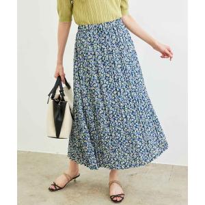 スカート フラワープリントプリーツスカート