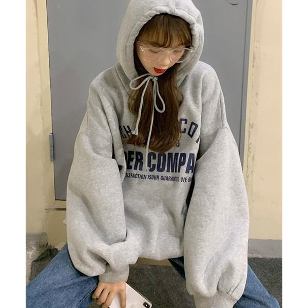 パーカー 韓国風 フリース オーバーサイズ カレッジロゴ ルーズパーカー メンズ レディース