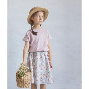 ワンピース 【なめらか肌触り】異素材ドッキング半袖ワンピース