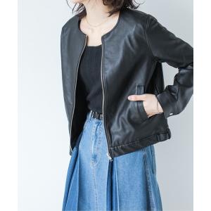 ジャケット ライダースジャケット ノーカラーライダースジャケット