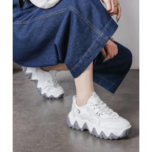 スニーカー レディース 厚底 ボリューム ギザギザソール レースアップ スニーカー 1811