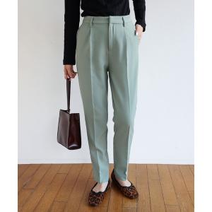 スラックス パンツ とろみ素材センタープレステーパードパンツ レディース