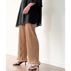 パンツ 裾メロウプリーツワイドパンツ レディース