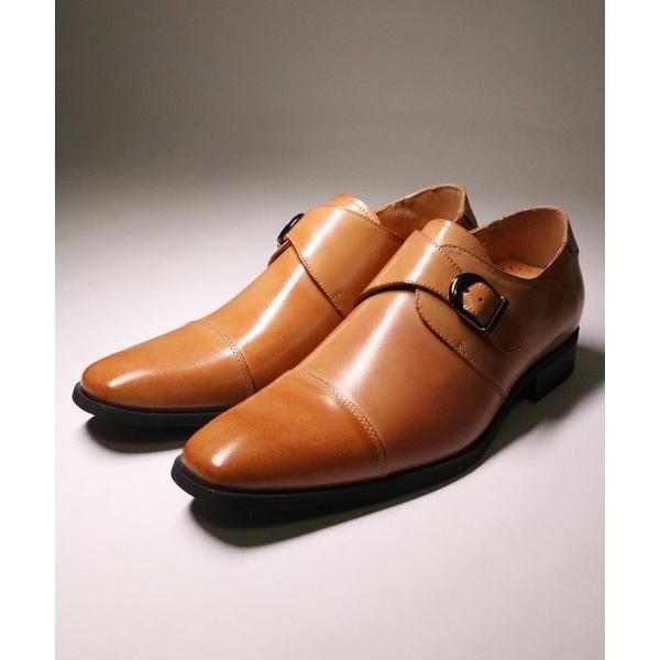 ビジネスシューズ 「SARABANDE」６ｃｍヒールアップ本革モンクストラップ メンズ